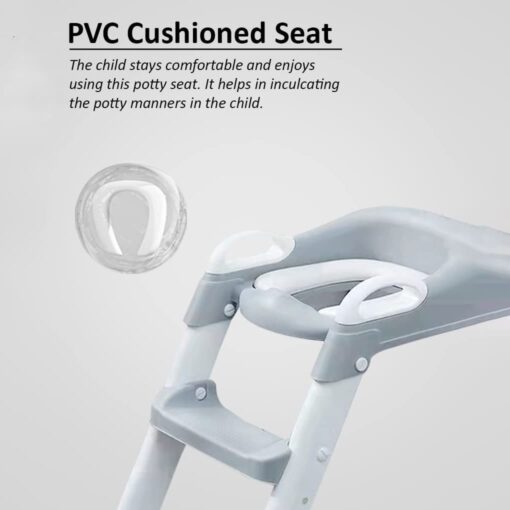 StarAndDaisy Potty Training Seat with Ladder, Toddler Potty Seat for Toilet with Step Stool for Kids, Splash Guard and Wide Pad for Boys Girls, Stable Without Slipping Grey - Image 7
