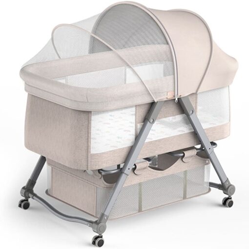 StarAndDaisy Premium Aluminum Alloy Baby cot Crib Cum Baby Rocker (Brown)