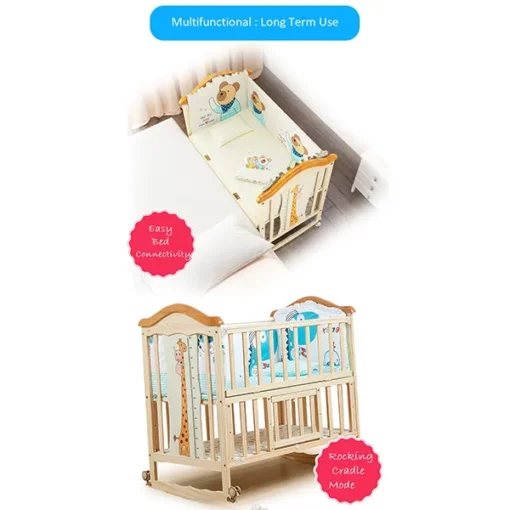 [Refurbished] StarAndDaisy WD03 Kids Bed cot for 0-4 Years with guardrail, Load Bearing <60 kg (Newborn Baby cot 120cm) with Soft Mattress set & Mosquito net - Image 4
