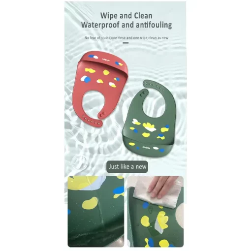 StarAndDaisy Silicone Baby Bibs Easily Wipe Clean - Comfortable Soft Waterproof Bib Keeps Stains Off Soft Durable Adjustable (Orange-Set of 2) - Image 6