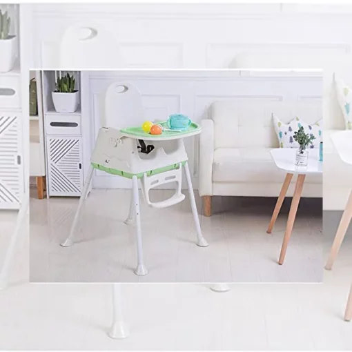 StarAndDaisy Folding Baby High Chair  Height Adjustable Feeding Seat Wheels *Upgraded Version with Wheel and PU Cushion pad* (Coffee) - Image 4