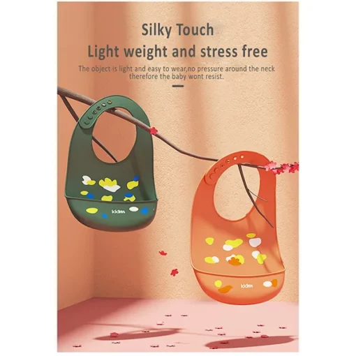 StarAndDaisy Silicone Baby Bibs Easily Wipe Clean - Comfortable Soft Waterproof Bib Keeps Stains Off Soft Durable Adjustable (Orange-Set of 2) - Image 3