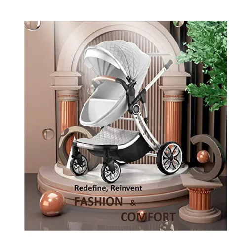 StarAndDaisy High End Buggy Baby and Kids Stroller , Pram & Pushchair with Convertible Design Basket with Shock Absorbers and Large Premium Wheels  (Black) - Image 4