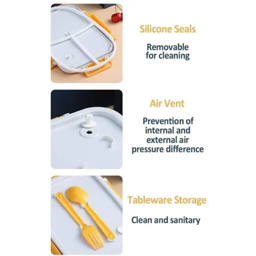 School Kids Meal Lunch Box- Leak Proof Design with Separate compartments with Eating Cutlery Set (Green) - Image 6