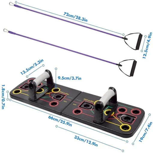 SND by StarAndDaisy - 360° Fitness 13 in 1 Push Up Rack Board,Foldable Unisex Body Building Push Up Board with Resistance Bands - Image 6