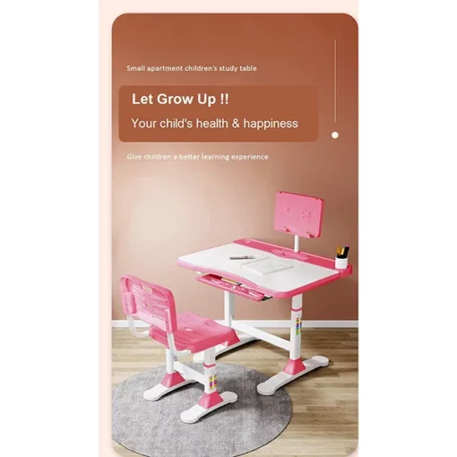 Adjustable Height, Multi-Functional Kids Study Table with Book Holder, Drawer, Extra Large tiltable Desktop with an Option of LED Light (AU80 Pink Without LED Lamp) - Image 4