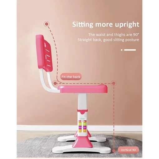 Adjustable Height, Multi-Functional Kids Study Table with Book Holder, Drawer, Extra Large tiltable Desktop with an Option of LED Light (AU80 Pink Without LED Lamp) - Image 8