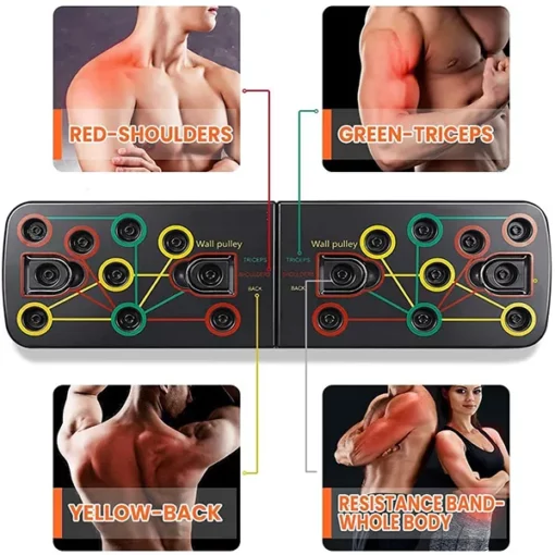 SND by StarAndDaisy - 360° Fitness 13 in 1 Push Up Rack Board,Foldable Unisex Body Building Push Up Board with Resistance Bands - Image 4