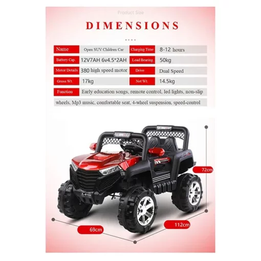 StarAndDaisy Electric Kids Ride On Cars 12V Battery Power Vehicles W/Wheels Suspension Seater Remote Control Motorized Simulation Model SUV Music& Story Playing Colorful Lights, Four drive (Mult-Blue) - Image 8