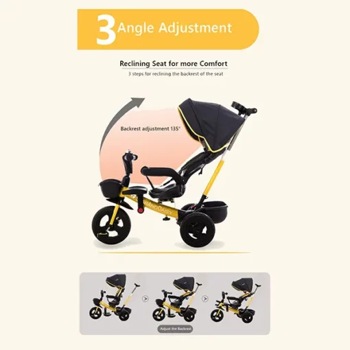 [Refurbished] StarAndDaisy Royal Tricycle With Parental Push Handle - Black - Image 4