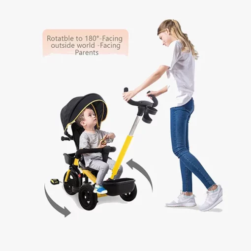 [Refurbished] StarAndDaisy Royal Tricycle With Parental Push Handle - Black - Image 6