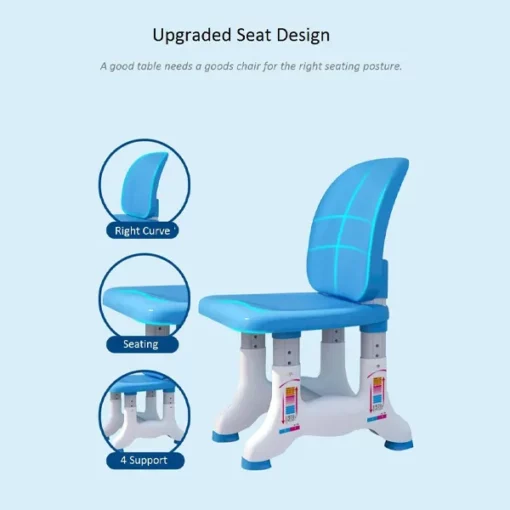 [Refurbished] StarAndDaisy Upgraded Kids Study Table & Chair With Book Holder (Blue) - Image 4