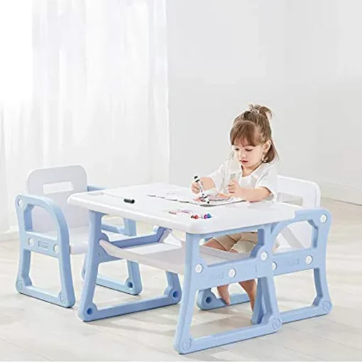 StarAndDaisy Multipurpose, Multi-Functional Plastic Kids Table & 2 Chair Set - Kindergarten Early Education Study, Toy Play Table, Eating Table or 2-10 Years Old Kids, Stable Home (Blue) - Image 5