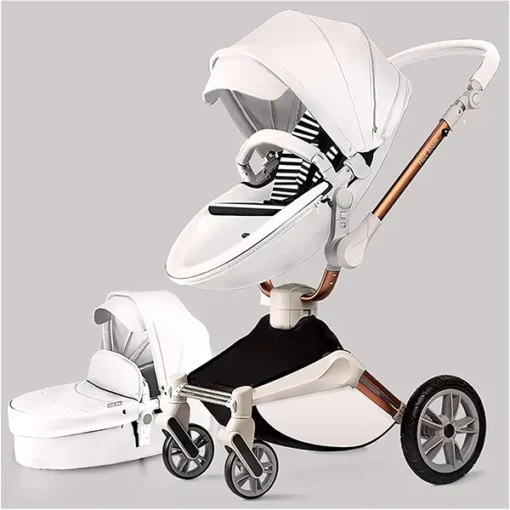 International Series Hot-Mom Stroller, Pram , Buggy & Pushchair with inbuilt 360 Rotation Function, Travel System Pram for Baby and Kids (White)