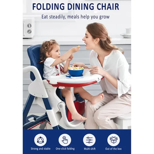 [Refurbished] Crowned Baby High Chair by StarAndDaisy for Kids 0.5 Yrs to 6 Yrs Eat, Play & Rest Baby Chair (Red & Blue) - Image 6