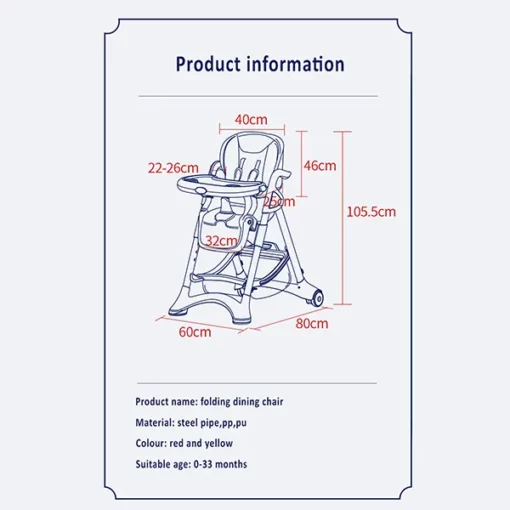 [Refurbished] Crowned Baby High Chair by StarAndDaisy for Kids 0.5 Yrs to 6 Yrs Eat, Play & Rest Baby Chair (Red & Blue) - Image 5