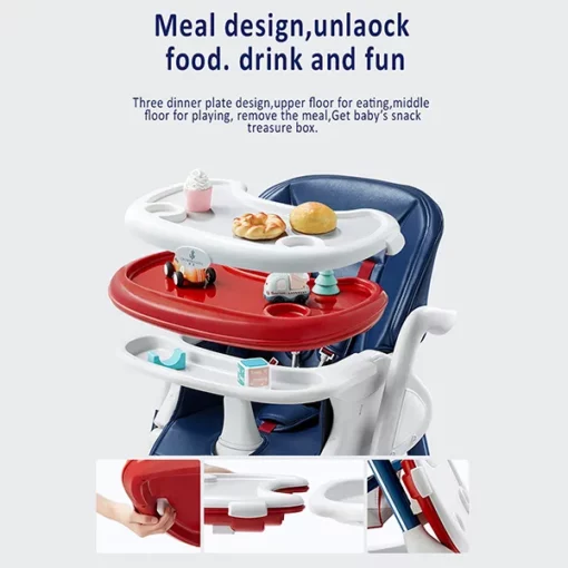 [Refurbished] Crowned Baby High Chair by StarAndDaisy for Kids 0.5 Yrs to 6 Yrs Eat, Play & Rest Baby Chair (Red & Blue) - Image 9