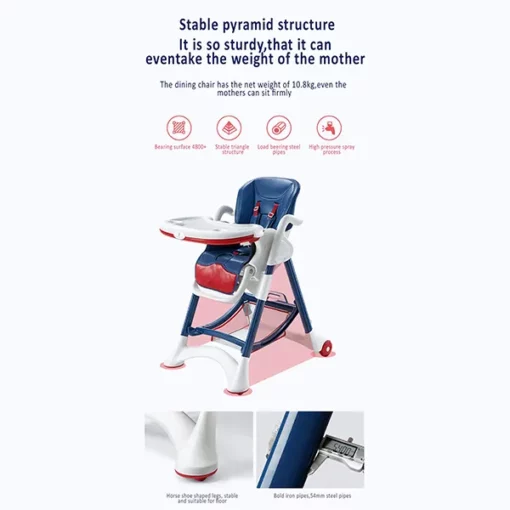 [Refurbished] Crowned Baby High Chair by StarAndDaisy for Kids 0.5 Yrs to 6 Yrs Eat, Play & Rest Baby Chair (Red & Blue) - Image 7