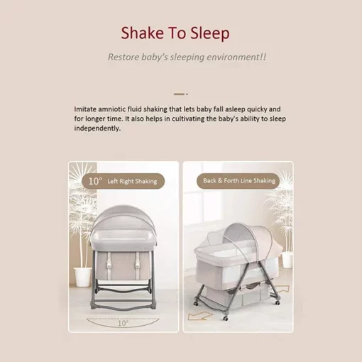 StarAndDaisy Manual D01 Baby cot Crib Newborn Baby Bassinet with Cradle, Wheel, Mosquito net and Bedding Set (Grey) - Image 5