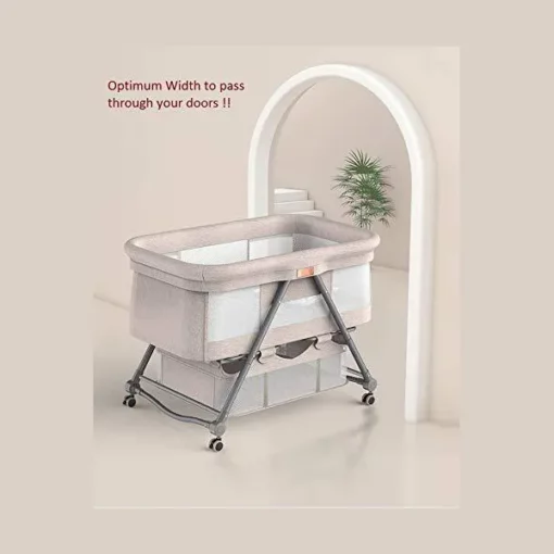 StarAndDaisy Manual D01 Baby cot Crib Newborn Baby Bassinet with Cradle, Wheel, Mosquito net and Bedding Set (Grey) - Image 8