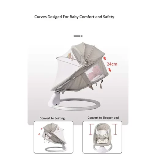 [Refurbished] Premium Baby Swing Rocker cum Sleeper (Grey) - Image 3