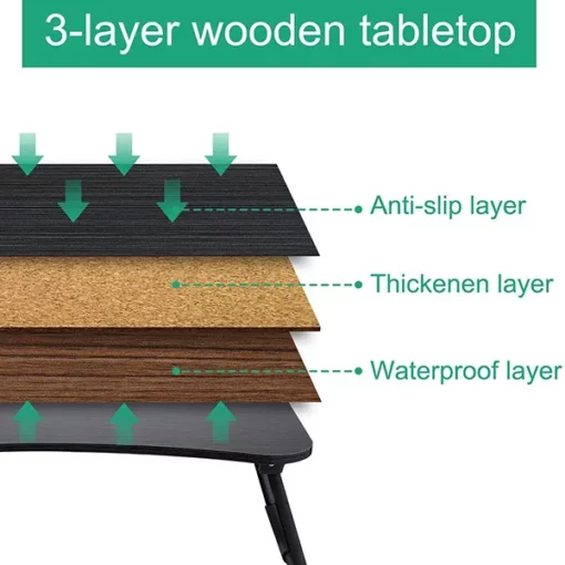 SND Homes Multi-Purpose Foldable Laptop Bed Table With Storage Drawer/Cup Holder Slot And  Notebook Holder (Black) - Image 3