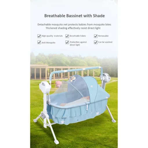 [Refurbished ]StarAndDaisy Nestling Smart & Portable Baby Cradle Crib with automatic swing, remote and Bluetooth (PINK) - Image 3