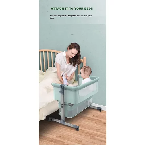 StarAndDaisy Premium Newborn Bassinet Sleeper - With Memory Foam Mattress - Next to bed setup - Premium Built (Khaki) - Image 6