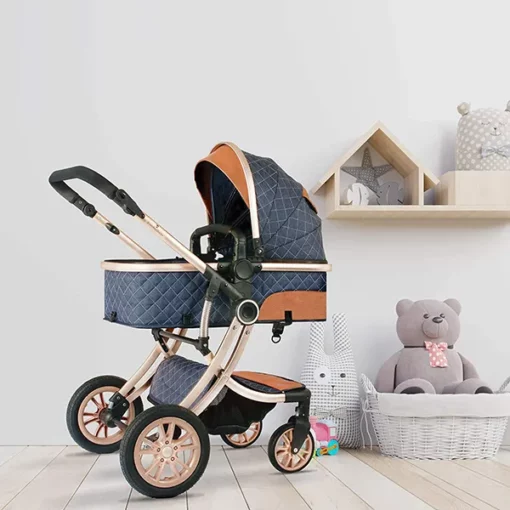 StarAndDaisy Ultima Luxury Newborn Baby , Kids Stroller, Pram & Pushchair with Seating / Sleeping Bassinet, Mult-Functional, Mult-adjustments (Denim Blue)