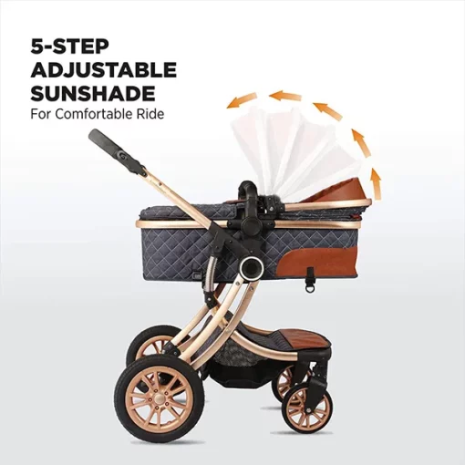 StarAndDaisy Ultima Luxury Newborn Baby , Kids Stroller, Pram & Pushchair with Seating / Sleeping Bassinet, Mult-Functional, Mult-adjustments (Denim Blue) - Image 6