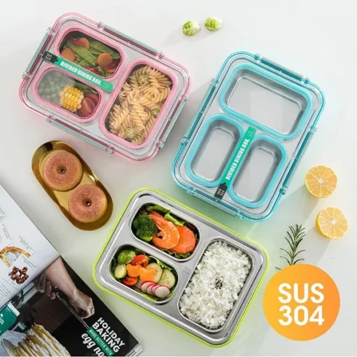 StarAndDaisy Stainless Steel Compartmental Dining Lunch Box - Pink - Image 4