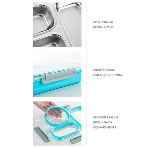 StarAndDaisy Stainless Steel Compartmental Dining Lunch Box - Pink - Image 2