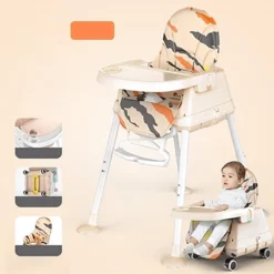 Buy Comfort 4 in 1 High Chair – Booster Seat in Graffiti Prints (Brown) - StarAndDaisy
