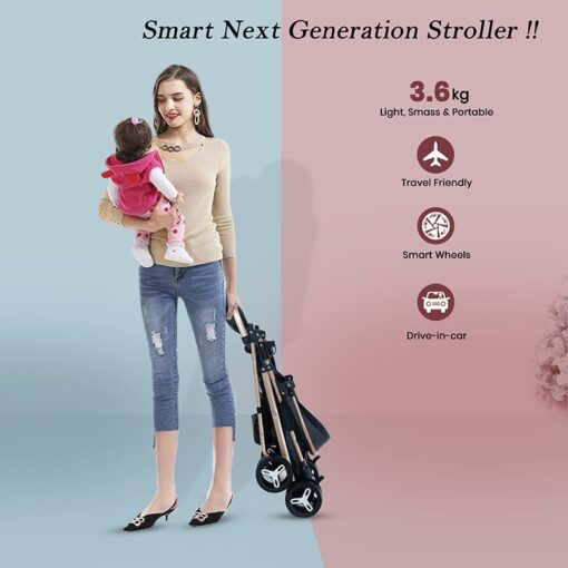 [Refurbished] StarAndDaisy Urban Travel-Freindly Lightweight Easy Fold Compact Travel Stroller for mom on Wheels (Silver) - Image 4