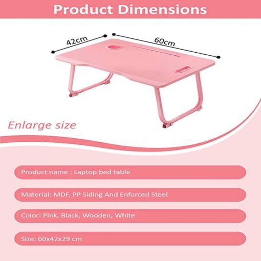[Refurbished] StarAndDaisy 'Bed Buddy' Latop Desk,Portable Foldable Laptop Bed Tray Table with Drawer,Bed Tray for Eating,Laptop Bed Tray Table for Bed and Sofa (All Pink) - Image 3