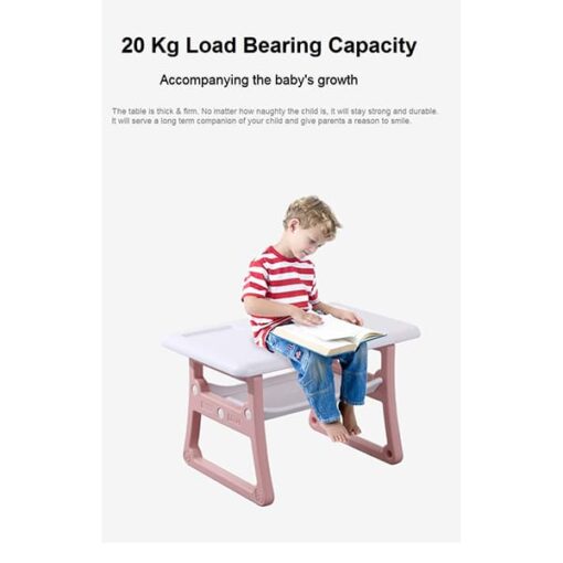 StarAndDaisy Multipurpose, Multi-Functional Plastic Kids Table & 2 Chair Set - Kindergarten Early Education Study, Toy Play Table, Eating Table or 2-10 Years Old Kids, Stable Home (Pink) - Image 2