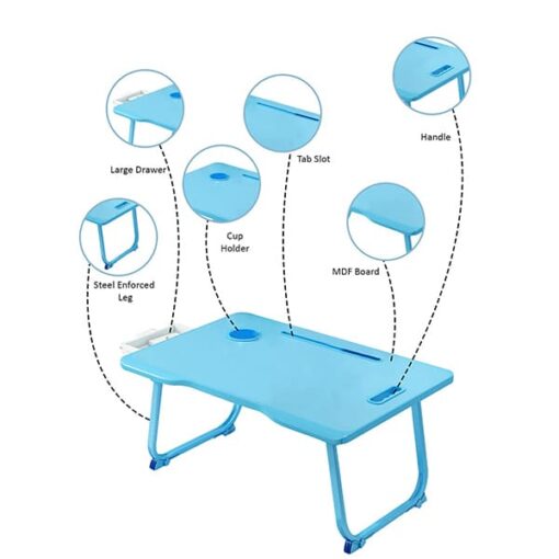 [Refurbished] StarAndDaisy 'Bed Buddy' Latop Desk,Portable Foldable Laptop Bed Tray Table with Drawer,Bed Tray for Eating,Laptop Bed Tray Table for Bed and Sofa (All Blue) - Image 5