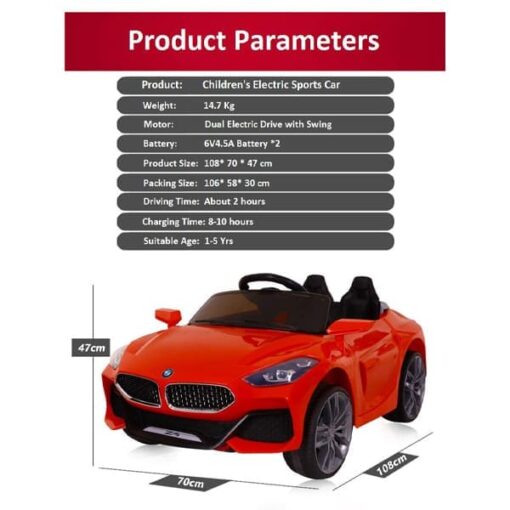 staranddaisy electric kids ride on cars motorized vehicles w/remote control, suspension, music player for kids 1-5 year with battery, 2 hours driving time *one broad seat-Orange - Image 4