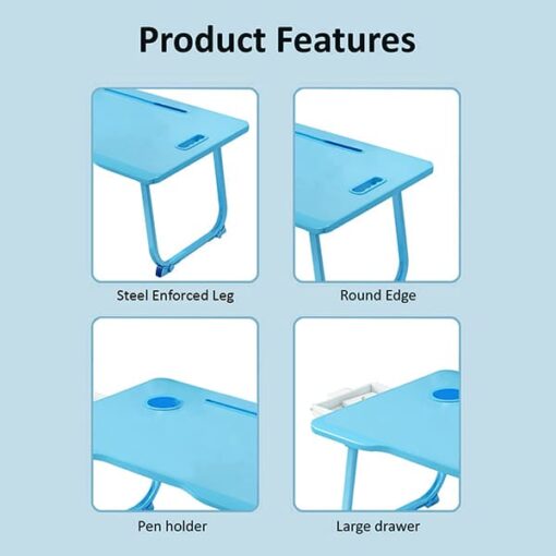 [Refurbished] StarAndDaisy 'Bed Buddy' Latop Desk,Portable Foldable Laptop Bed Tray Table with Drawer,Bed Tray for Eating,Laptop Bed Tray Table for Bed and Sofa (All Blue) - Image 6