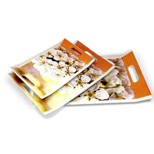 Crystal by SND Homes Melamine Serving Tray, Set of 3 (Small, Medium and Large Size) Villori Series Tray