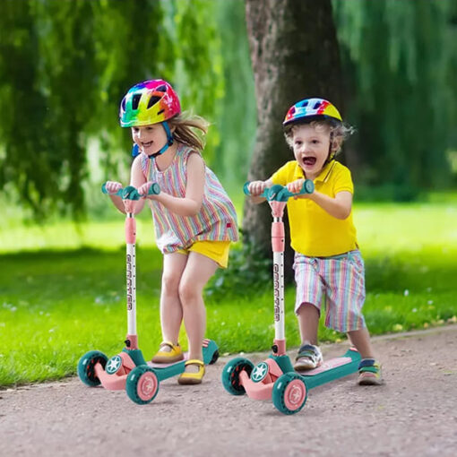 [Refurbished] StarAndDaisy Glider Toddler Scooter for Kids Ages 3-12 Years Old Boy Girl with 3 Wheel LED Lights, Extra-Wide Childrens Foldable Kick Scooter Kids Ages 3-12 with 4 Adjustable Height and Lean-to-Steer (PINK GREEN) - Image 7