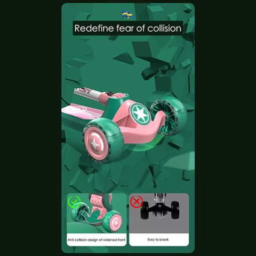 [Refurbished] StarAndDaisy Glider Toddler Scooter for Kids Ages 3-12 Years Old Boy Girl with 3 Wheel LED Lights, Extra-Wide Childrens Foldable Kick Scooter Kids Ages 3-12 with 4 Adjustable Height and Lean-to-Steer (PINK GREEN) - Image 18