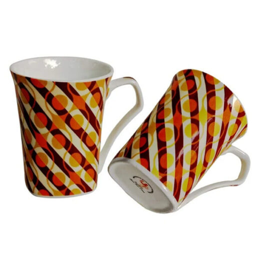 SND Homes Colored Multi Color Decal Milk Mug/Big Size Cup (300 ml Capacity) Made of Fine Bone China, Light, Translucent Tableware/Kitchenware/Homeware Set of 2 Cups, Mutli Color - Image 3