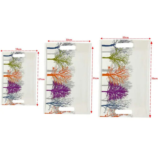 SND Homes Crystal Melamine Serving Tray (Multicoloured, White, Medium and Large Size) -Set of 2 Villari Series - Image 3