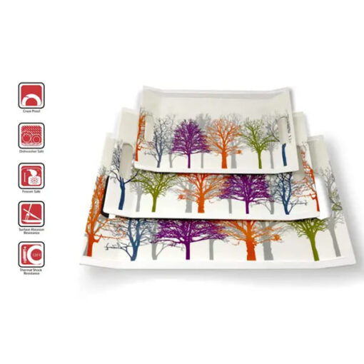 SND Homes Crystal Melamine Serving Tray (Multicoloured, White, Medium and Large Size) -Set of 2 Villari Series - Image 2