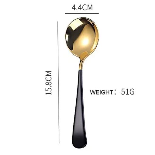 SND Homes Efficacy Fine Dining Cutlery, Made of SUS 304, Spoon / Forks/ Knives (Set of 6 Gold Black Multi-Utility Spoon) - Image 4