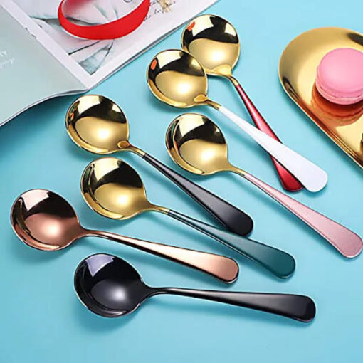 SND Homes Efficacy Fine Dining Cutlery, Made of SUS 304, Spoon / Forks/ Knives (Set of 6 Gold Blue Multi-Utility Spoon) - Image 3