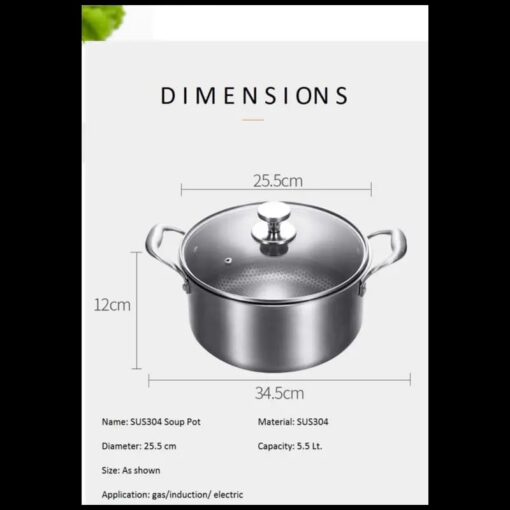 SND Homes Smart Cookware by , SUS 304 Abrasion Resistant Non Stick Coating 7 Layer Energy Saving Soup Pot Pan 5 Liter (26 cm Soup Pot) - Image 2