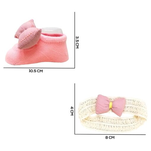 StarAndDaisy Baby Shoes and Hair Accessories for New Born Baby Girl 6 Months and 12 Months (Pink) - Image 2