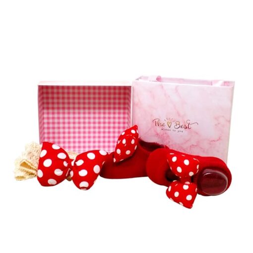 StarAndDaisy Baby Shoes and Hair Accessories for New Born Baby Girl 6 Months and 12 Months (Red) - Image 4